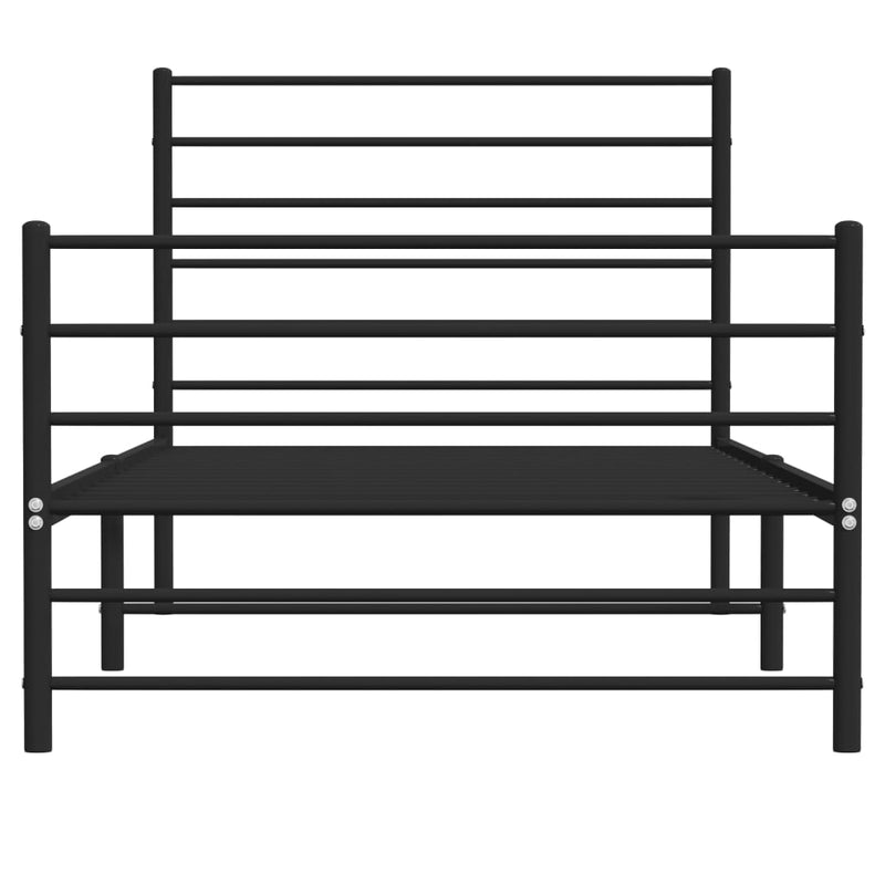 Metal Bed Frame with Headboard and Footboard Black 92x187 cm Single Payday Deals