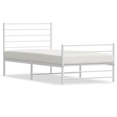 Metal Bed Frame with Headboard and Footboard White 107x203 cm King Single Size Payday Deals