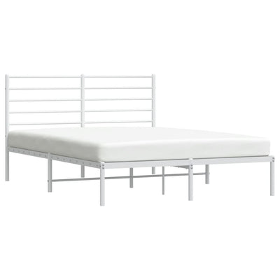 Metal Bed Frame with Headboard White 153x203 cm Queen Payday Deals