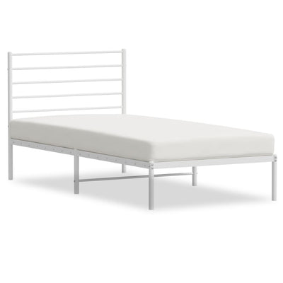 Metal Bed Frame with Headboard White 92x187 cm Single Payday Deals