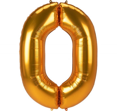 Metallic Gold Jumbo SuperShape Number 0 Foil Balloon
