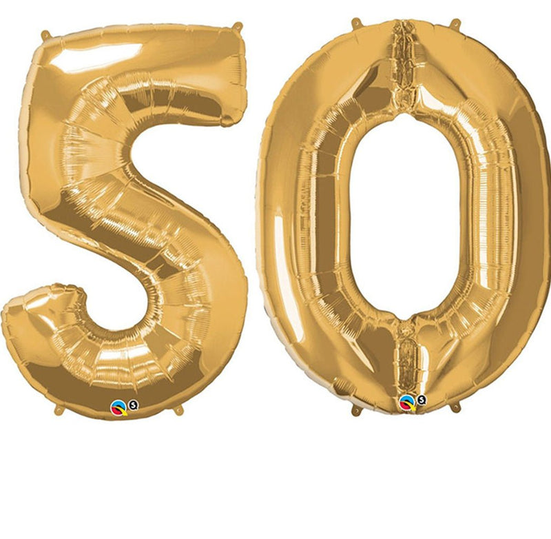 Metallic Gold Number Foil Balloons 86cm ( Number 50 ) Payday Deals
