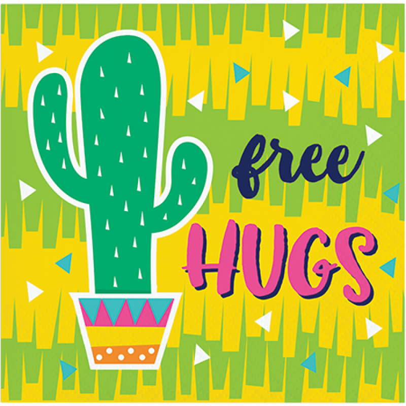 Mexican Taco Fiesta Cactus Free Hugs Beverage Napkins 16 Pack Payday Deals