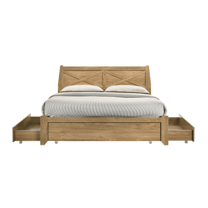 Mica Natural Wooden Bed Frame with Storage Drawers King Payday Deals