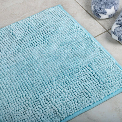 Microfiber Shower & Bathroom Bath Mat Non Slip Soft Pile Design (Aqua) Payday Deals