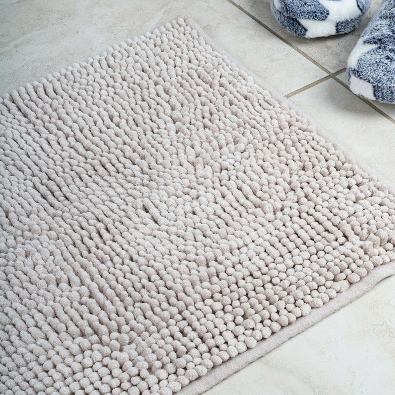 Microfiber Shower & Bathroom Bath Mat Non Slip Soft Pile Design (Light Grey) Payday Deals