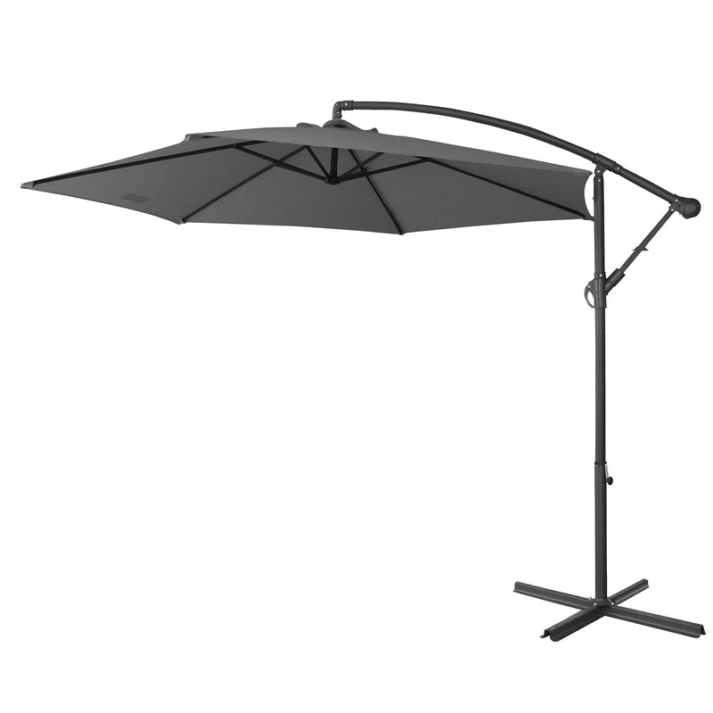 Milano 3M Outdoor Umbrella Cantilever With Protective Cover Patio Garden Shade Charcoal 3 x 2.5m Payday Deals