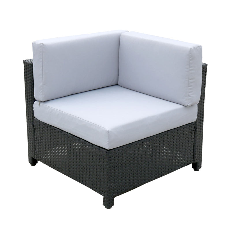 Milano 5 Piece Wicker Rattan Sofa Set Black Grey Outdoor Lounge Patio Furniture Payday Deals
