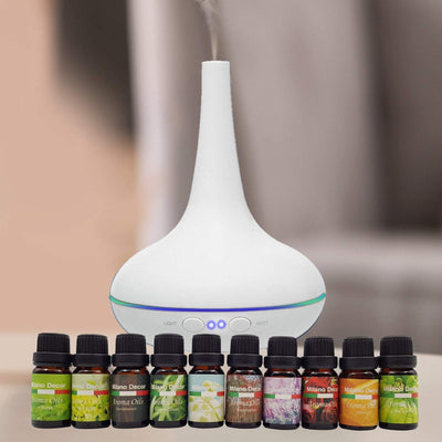 Milano Aroma Diffuser Set With 10 Pack Diffuser Oils Humidifier Aromatherapy  White Payday Deals