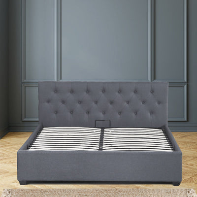 Milano Capri Luxury Gas Lift Bed Frame Base And Headboard With Storage All Sizes Grey Double Payday Deals