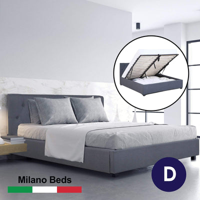 Milano Capri Luxury Gas Lift Bed With Headboard (Model 3) - Charcoal No.35 - Double