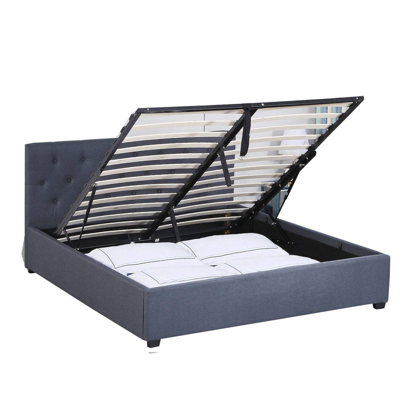 Milano Capri Luxury Gas Lift Bed With Headboard (Model 3) - Charcoal No.35 - Queen Payday Deals