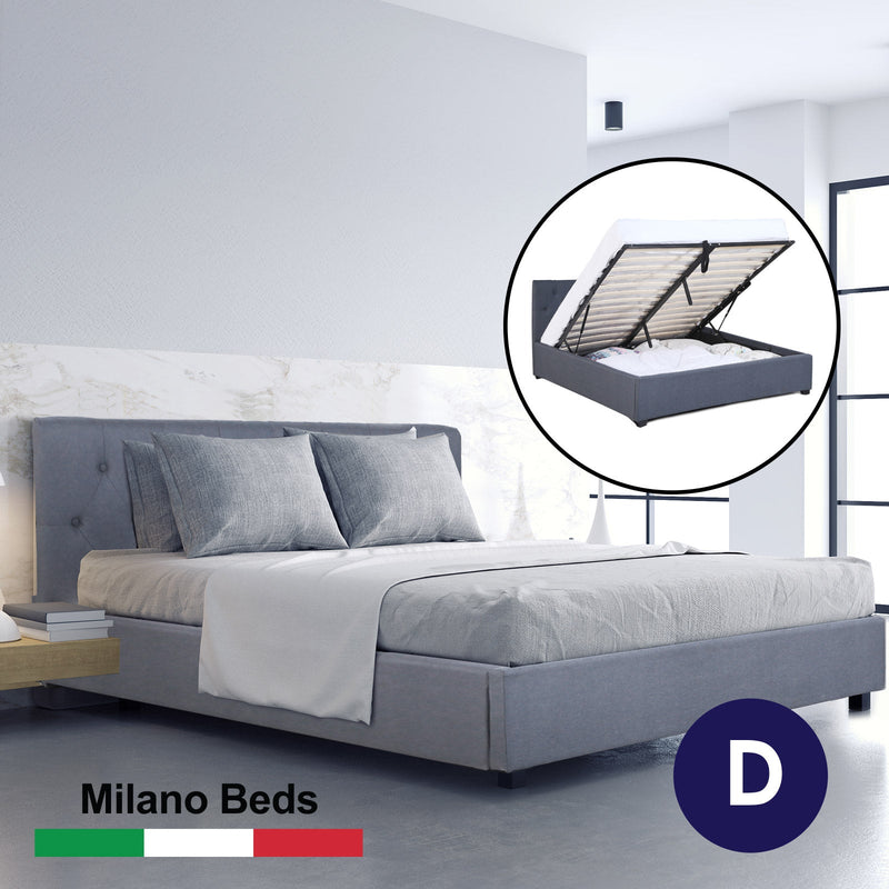 Milano Capri Luxury Gas Lift Bed With Headboard (Model 3) - Grey No.28 - Double Payday Deals