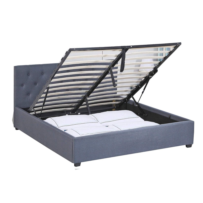 Milano Capri Luxury Gas Lift Bed With Headboard (Model 3) - Grey No.28 - Double Payday Deals
