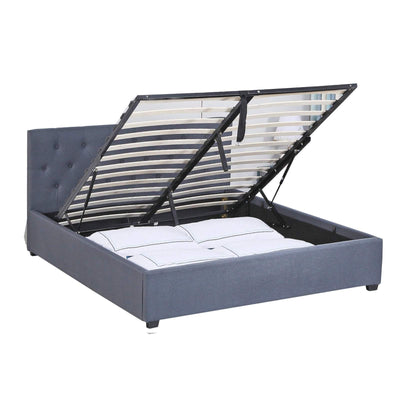 Milano Capri Luxury Gas Lift Bed With Headboard (Model 3) - Grey No.28 - King Single Payday Deals