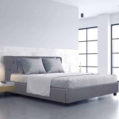 Milano Capri Luxury Gas Lift Bed With Headboard (Model 3) - Grey No.28 - Queen Payday Deals