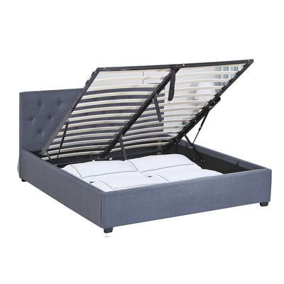 Milano Capri Luxury Gas Lift Bed With Headboard (Model 3) - Grey No.28 - Queen Payday Deals