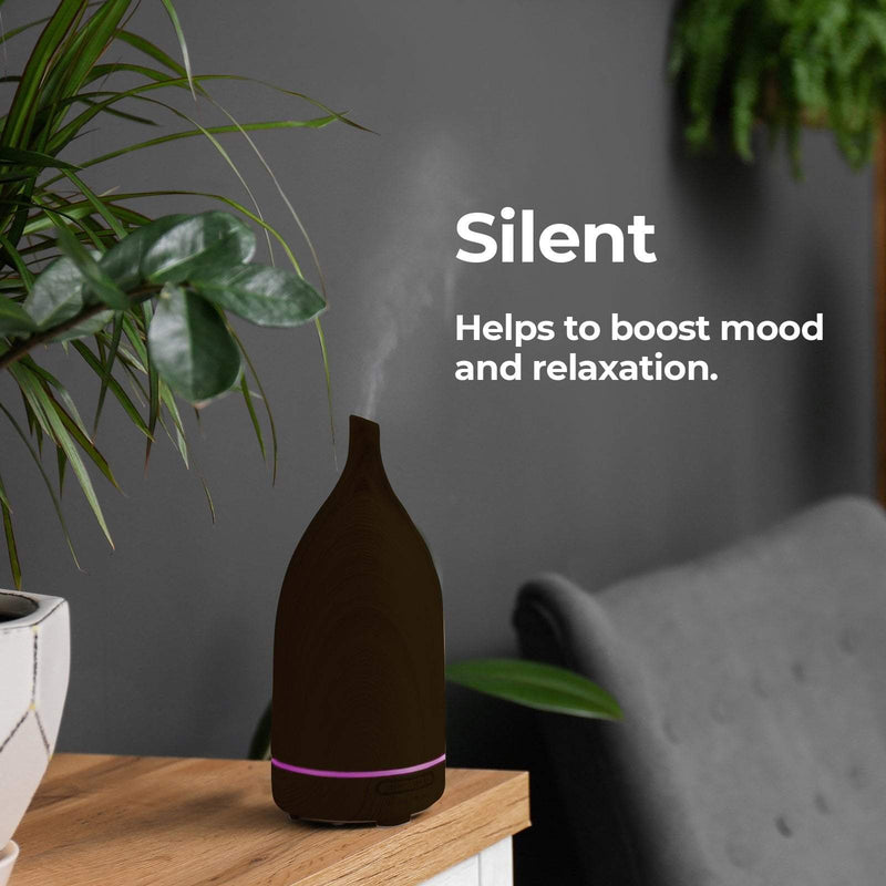 Milano Decor Aroma Diffuser 100ml Ultrasonic Humidifier Purifier And 3 Pack Oils 100ml Dark Wood Payday Deals