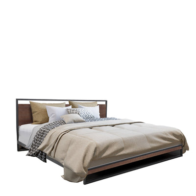 Milano Decor Azure Bed Frame With Headboard Black Wood Steel Platform Single Payday Deals