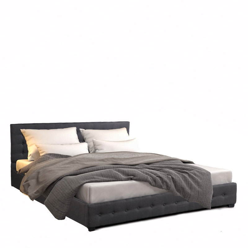 Milano Decor Eden Gas Lift Bed With Headboard Platform Storage Dark Grey Fabric - King - Dark Grey Payday Deals