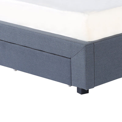 Milano Decor Palermo Bed Base with Drawers Upholstered Fabric Wood Charcoal - Queen - Charcoal Payday Deals