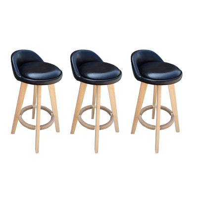 Milano Decor Phoenix Barstool Black Chairs Kitchen Dining Chair Bar Stool - Three Pack - Black