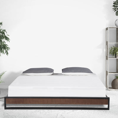 Milano Decor Sorrento Metal Wood Bed Frame Mattress Base Platform Modern Black Single Payday Deals