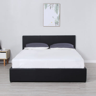 Milano Luxury Gas Lift Bed Frame And Headboard Double Queen King Black Dark Grey Payday Deals