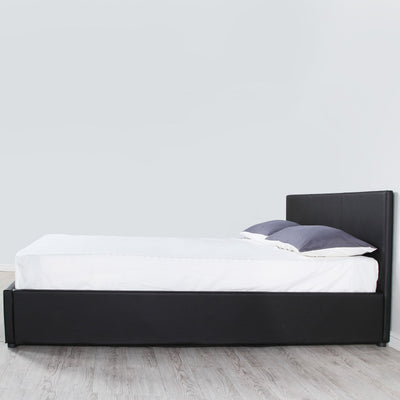 Milano Luxury Gas Lift Bed Frame And Headboard Double Queen King Black Dark Grey - King - Black