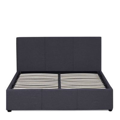 Milano Luxury Gas Lift Bed Frame And Headboard Double Queen King Black Dark Grey Payday Deals