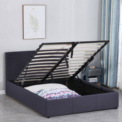 Milano Luxury Gas Lift Bed Frame Base And Headboard With Storage All Sizes Charcoal King Payday Deals