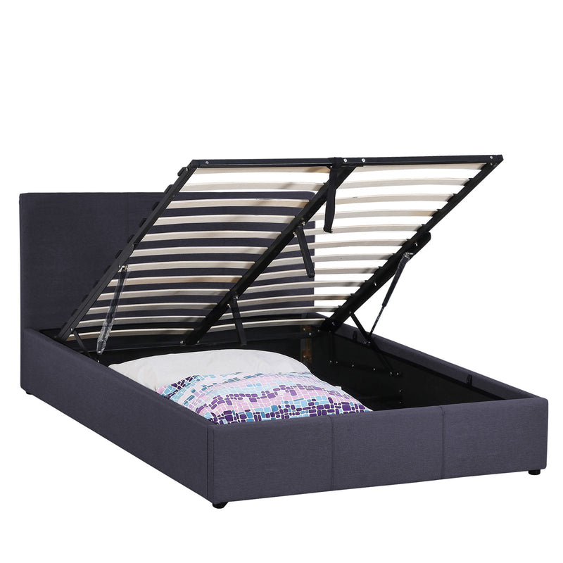 Milano Luxury Gas Lift Bed Frame Base And Headboard With Storage All Sizes Charcoal Single Payday Deals