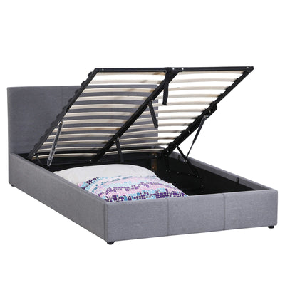Milano Luxury Gas Lift Bed Frame Base And Headboard With Storage All Sizes Grey King Single Payday Deals