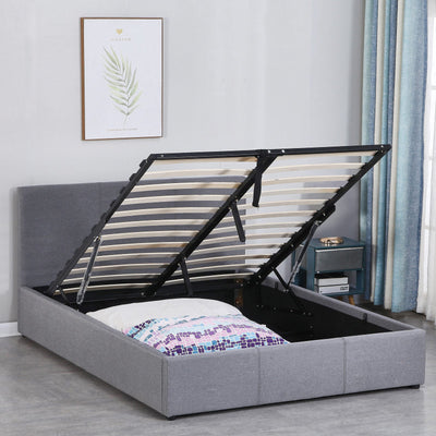 Milano Luxury Gas Lift Bed Frame Base And Headboard With Storage All Sizes Grey King Single Payday Deals