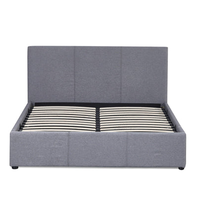 Milano Luxury Gas Lift Bed Frame Base And Headboard With Storage - Single - Grey