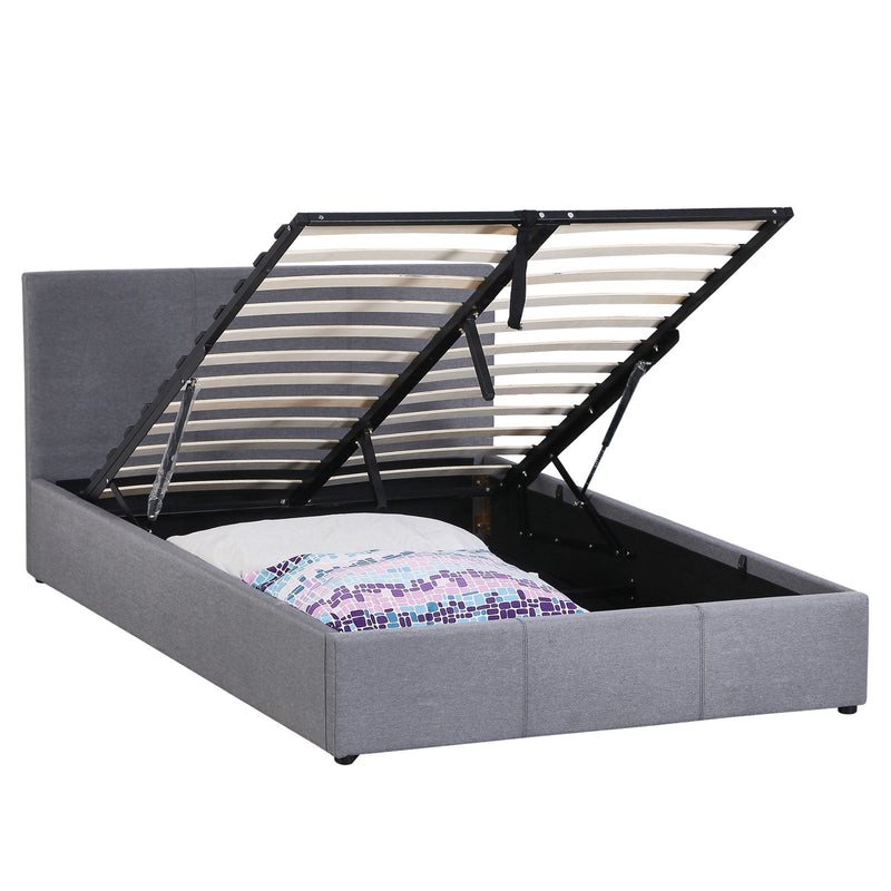 Milano Luxury Gas Lift Bed Frame Base And Headboard With Storage All Sizes Grey Single Payday Deals