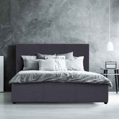 Milano Luxury Gas Lift Bed Frame Base And Headboard With Storage - Double - Charcoal Payday Deals