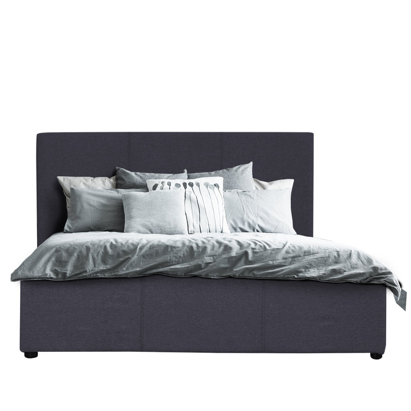 Milano Luxury Gas Lift Bed Frame Base And Headboard With Storage - Queen - Charcoal Payday Deals