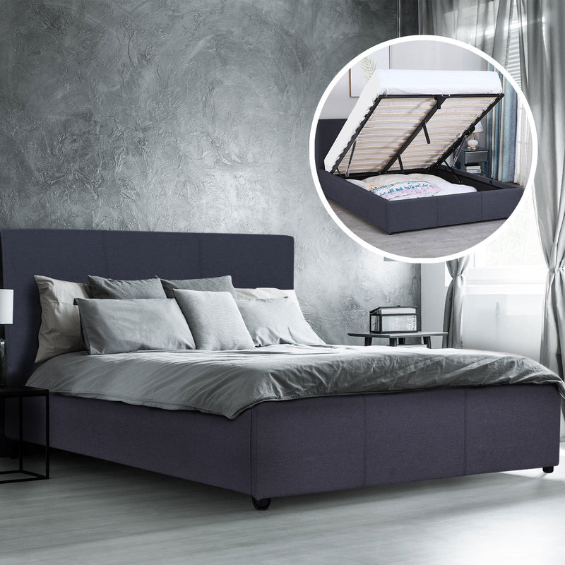 Milano Luxury Gas Lift Bed with Headboard (Model 1) - Charcoal No.35 - King Payday Deals