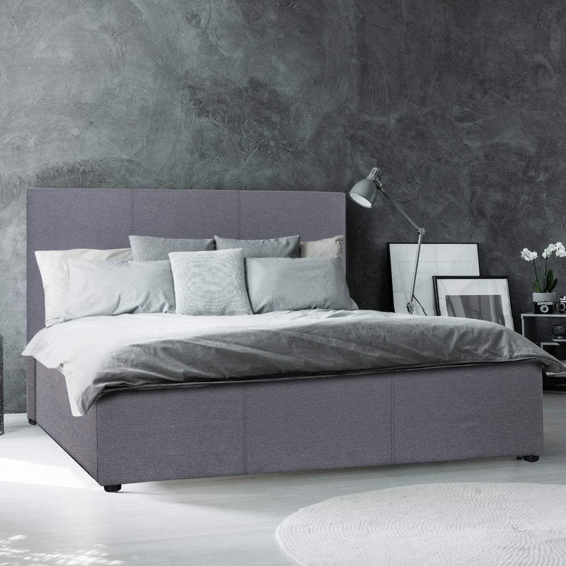 Milano Luxury Gas Lift Bed with Headboard (Model 1) - Grey No.28 - Double Payday Deals