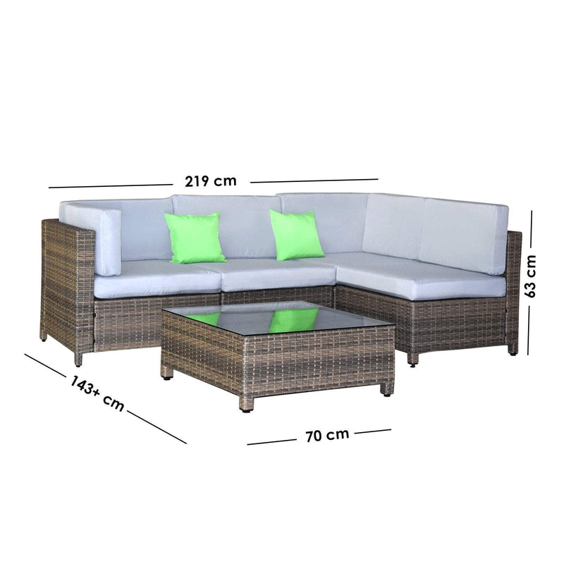 Milano Outdoor 5 PC Rattan Sofa Set Colour Oatmeal Seat & Black Coating (5 Boxes) Payday Deals