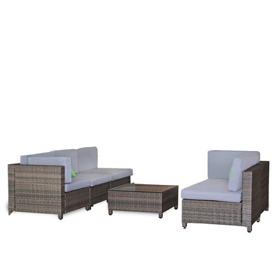 Milano Outdoor 5 PC Rattan Sofa Set Colour Oatmeal Seat & Black Coating (5 Boxes) Payday Deals