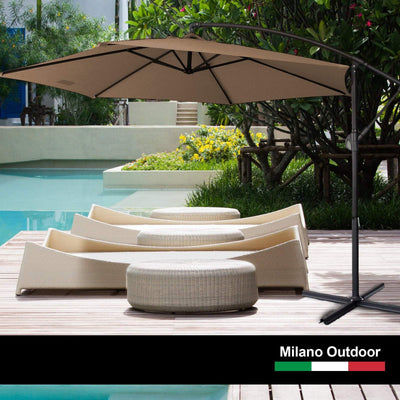 Milano Outdoor - Outdoor 3 Meter Hanging and Folding Umbrella - Latte Payday Deals