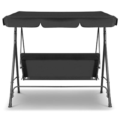 Milano Outdoor Swing Bench Seat Chair Canopy Furniture 3 Seater Garden Hammock Black Payday Deals