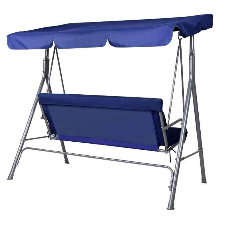 Milano Outdoor Swing Bench Seat Chair Canopy Furniture 3 Seater Garden Hammock Dark Blue Payday Deals