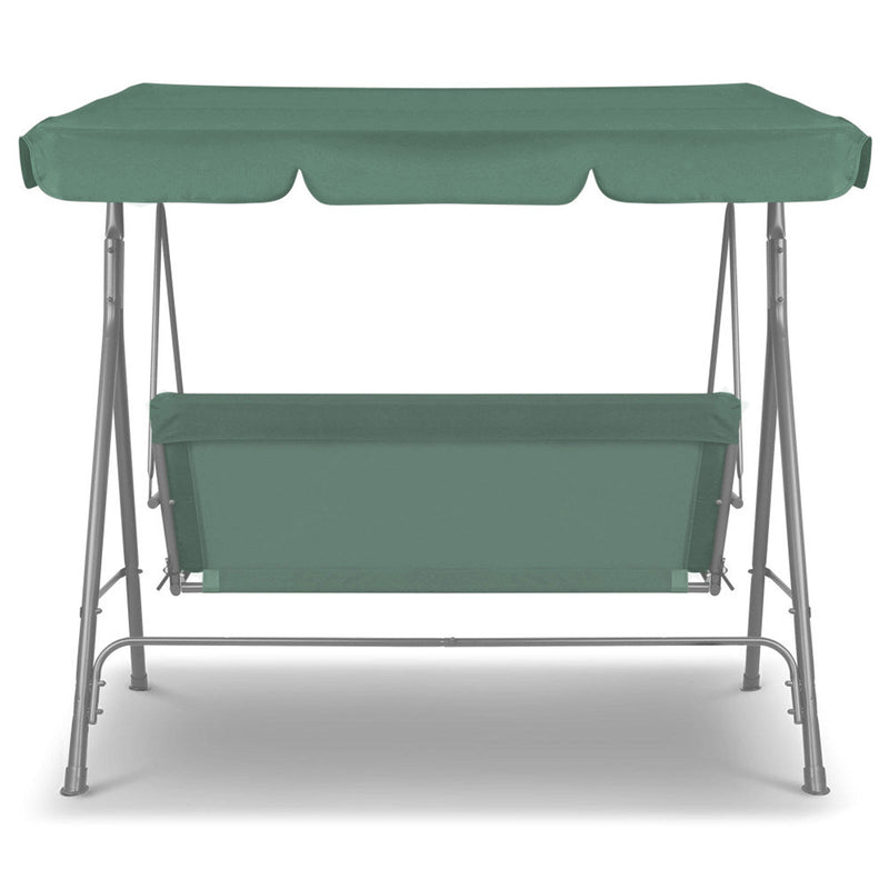 Milano Outdoor Swing Bench Seat Chair Canopy Furniture 3 Seater Garden Hammock Dark Green Payday Deals