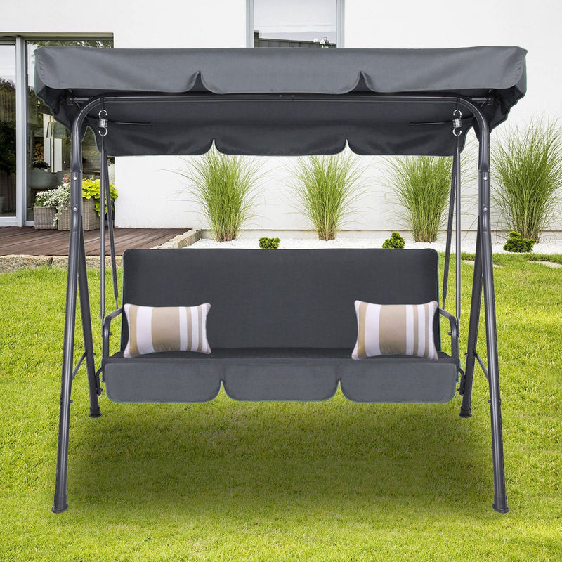 Milano Outdoor Swing Bench Seat Chair Canopy Furniture 3 Seater Garden Hammock Grey Payday Deals
