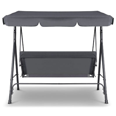 Milano Outdoor Swing Bench Seat Chair Canopy Furniture 3 Seater Garden Hammock Grey Payday Deals