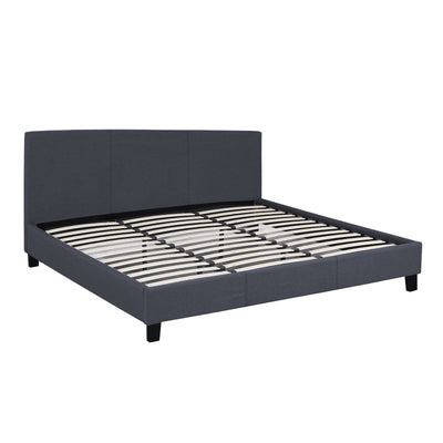 Milano Sienna Luxury Bed Frame Base And Headboard Solid Wood Padded Linen Fabric Charcoal Queen Payday Deals