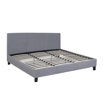 Milano Sienna Luxury Bed Frame Base And Headboard Solid Wood Padded Linen Fabric - Double - Grey